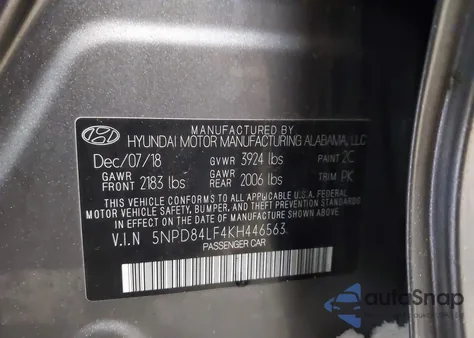 2019 Hyundai Elantra Value Edition из США, поврежденный, VIN 5NPD84LF4KH446563